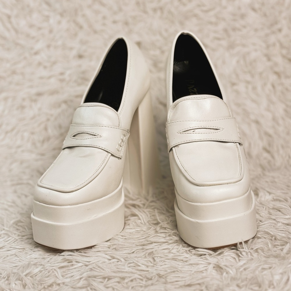 All Class White Platform Loafers | Dazzle | Dolls Kill